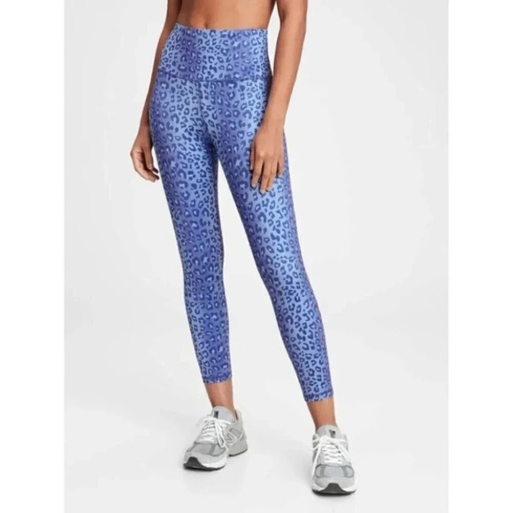 GapFit  Eclipse 7/8 Compression Legging Workout Blue Lilac Leopard Print Small - Picture 2 of 13